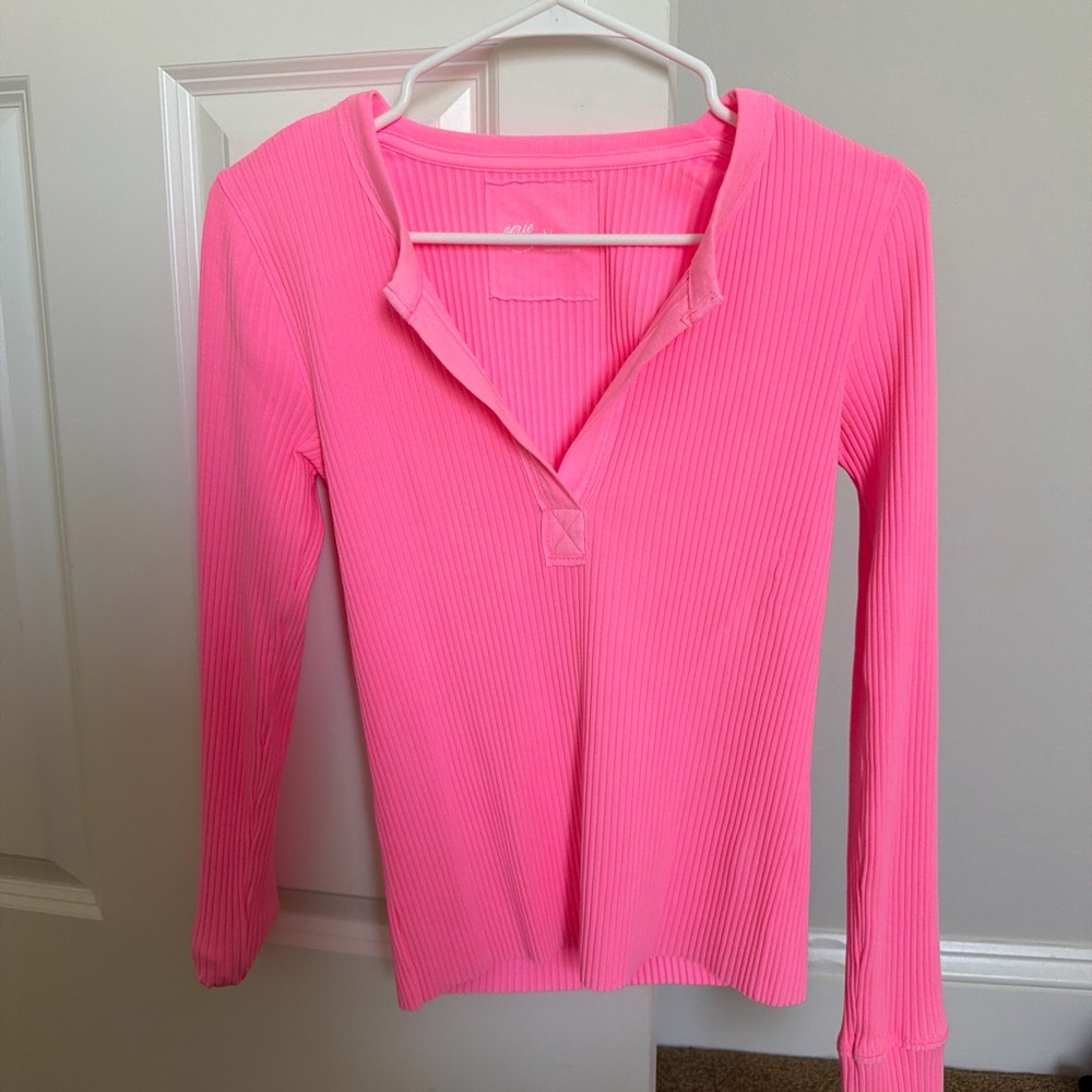 Aerie - Neon Pink Ribbed Long Sleeve